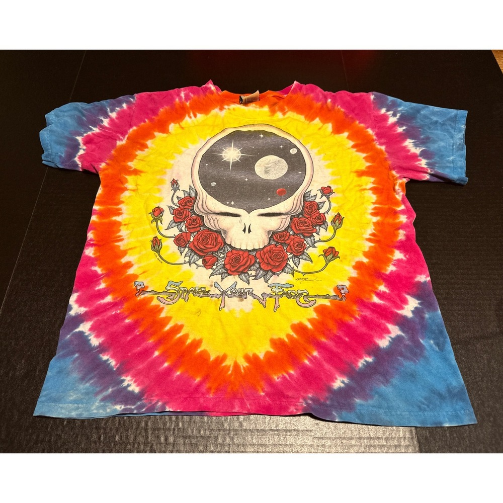 VINTAGE 1992 GRATEFUL DEAD TIE DYE SPACE YOUR FACE T-SHIRT LIQUID BLUE SZ M